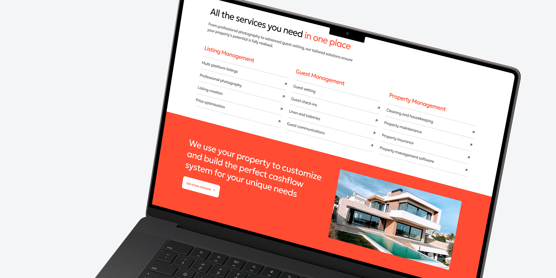 Onpoint Estate website on a laptop